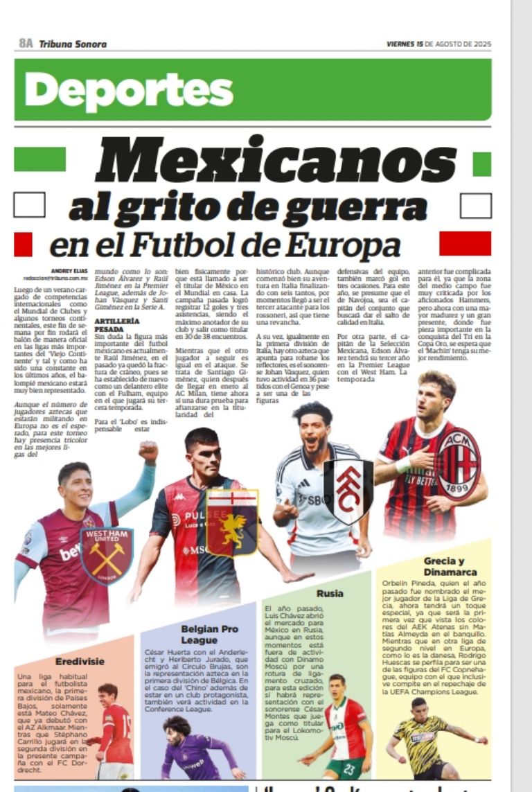 Edición del periódico TRIBUNA 