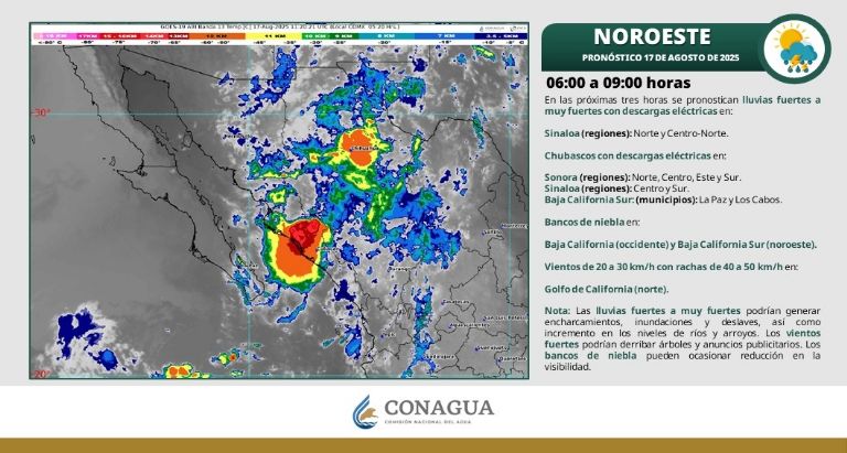 Así será el clima en Sonora este domingo 17 de agosto. Foto: Conagua