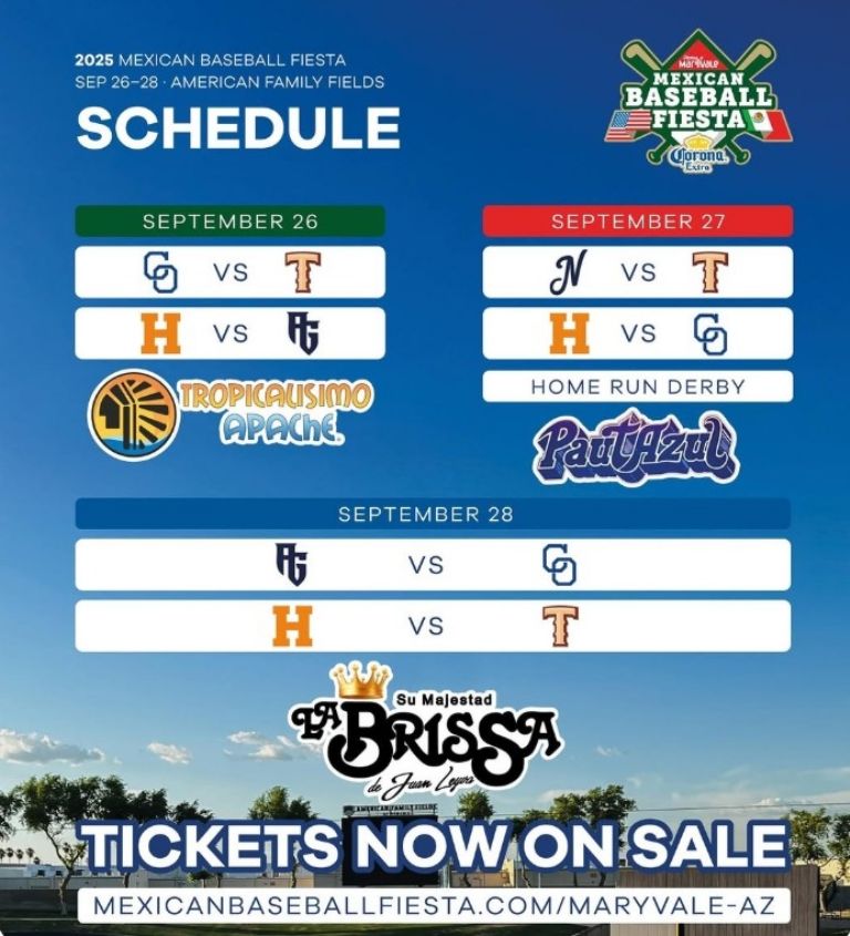 Calendario de la Mexican Baseball Fiesta 2025 en Phoenix, Estados Unidos