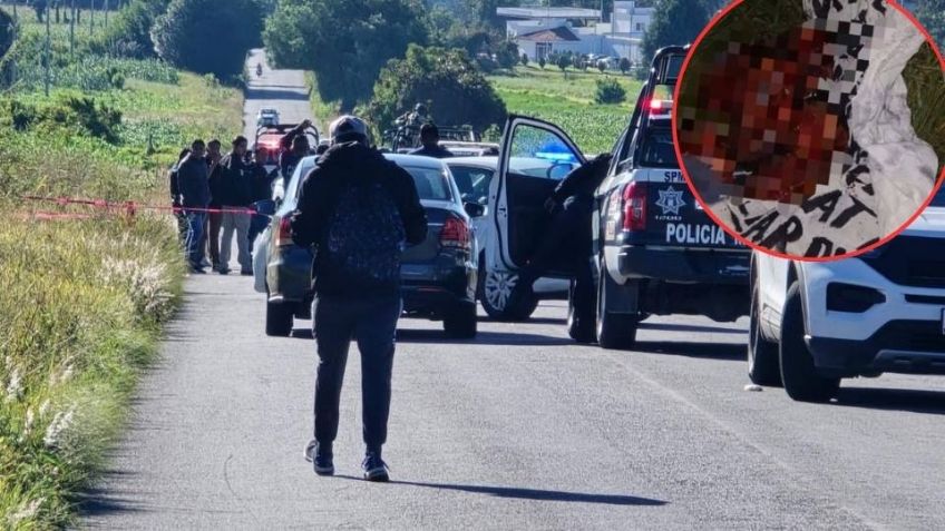 FUERTES IMÁGENES: Hallan en Tlaxcala cinco cabezas humanas junto a narcomensaje