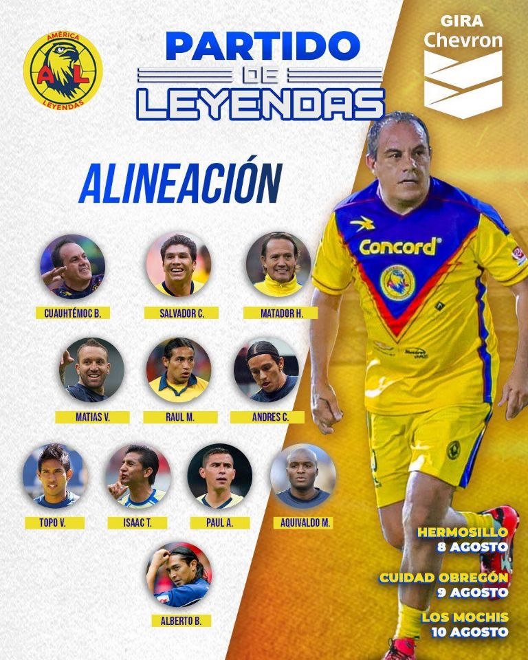 América y Chivas saldrán con once de lujo en el Partido de Leyendas que tendrán en Sonora