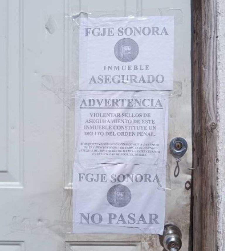 El inmueble fue asegurado por la Fiscalía de Sonora