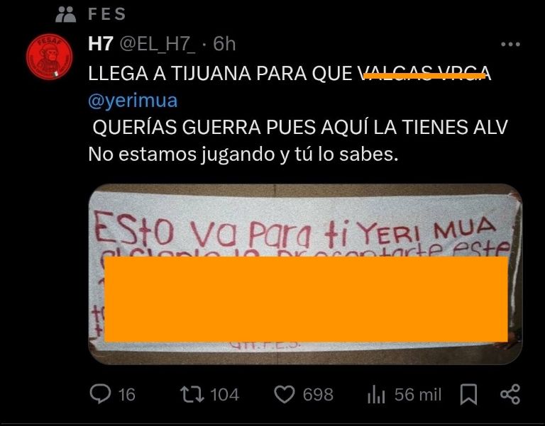 Amenazan de muerte a Yeri MUA. Foto: Twitter