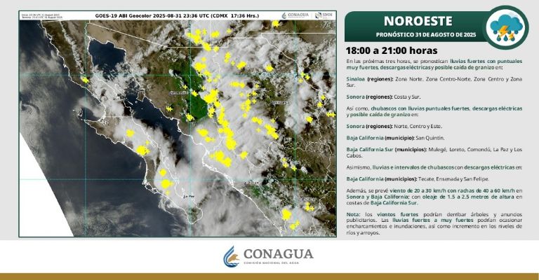 Lluvias para hoy en Sonora
