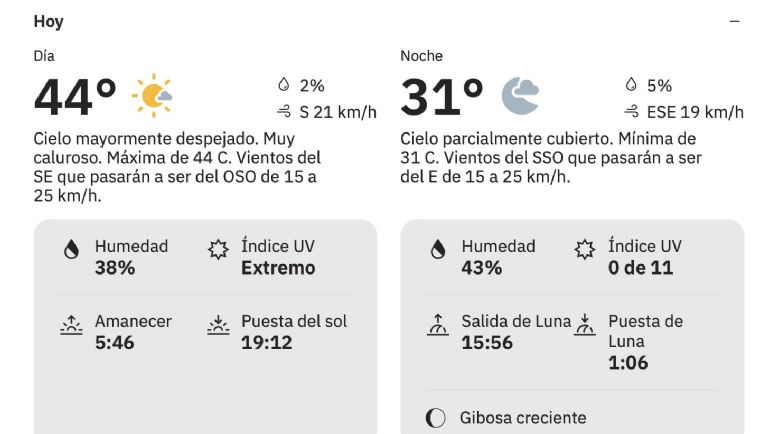 Así será el clima en Hermosillo este lunes. Foto: Conagua