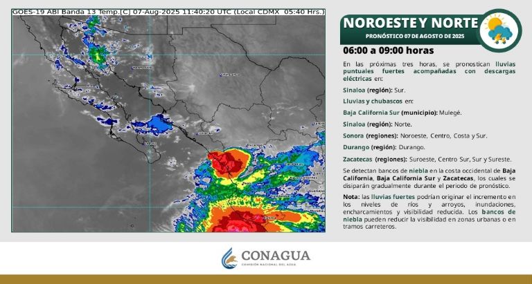 Así estará el clima en Sonora este jueves. Foto: Conagua