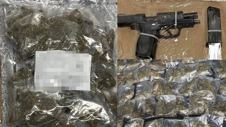 La droga y el arma asegurada al sur de Ciudad Obregón