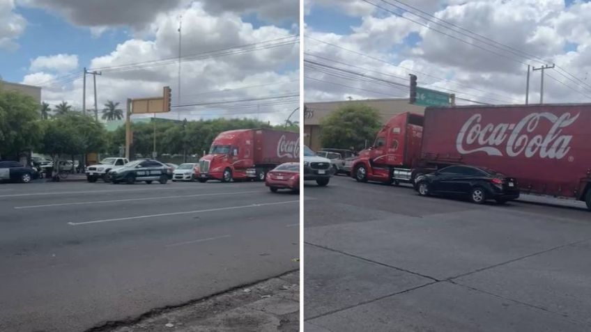 Tráiler protagoniza choque por la calle 200 en Ciudad Obregón; el tráfico resulta afectado
