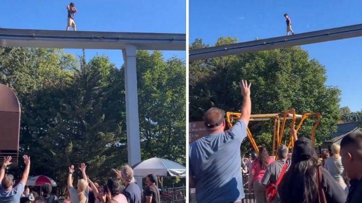 ¡Momentos de pánico! Niño camina sobre unas vías en parque temático de Pensilvania