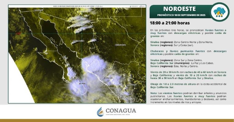 Lluvias para Sonora hoy en la noche