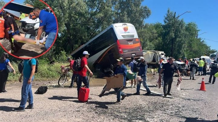 Camión de pasajeros se accidenta al sur de Culiacán; el chofer murió y reportan lesionados