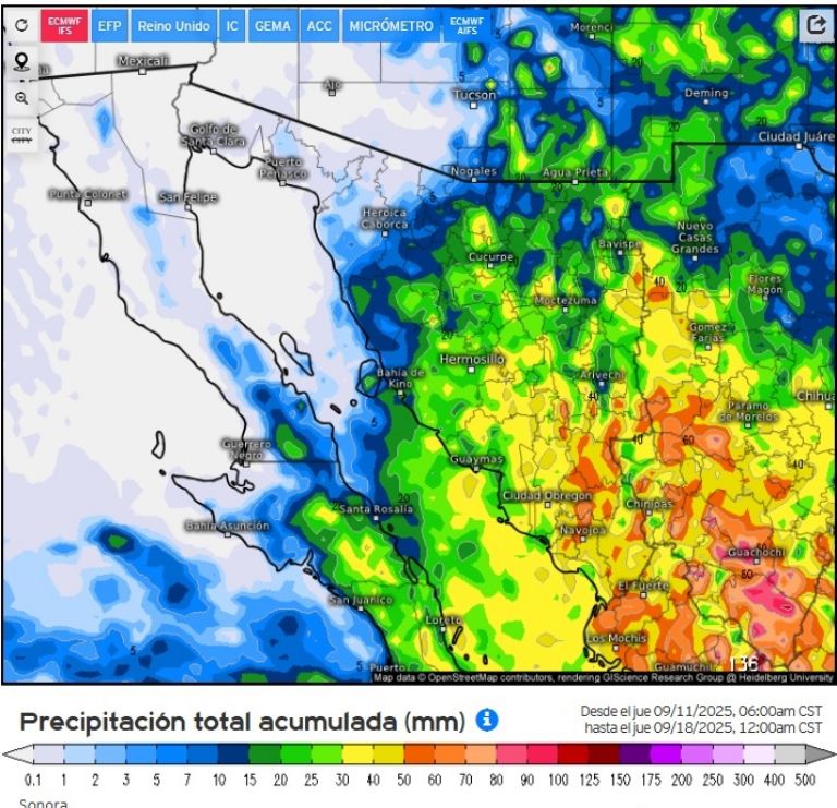 Las lluvias que se presentarían en el estado