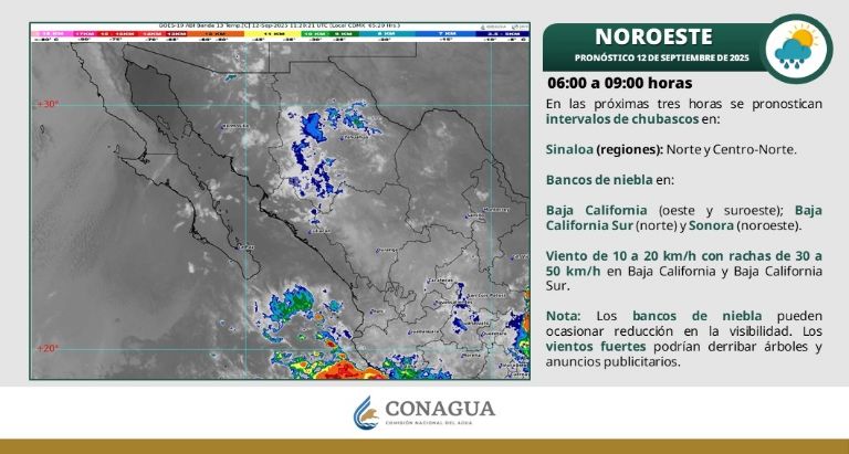 Así estará el clima en Sonora este viernes 12 de septiembre. Foto: Conagua