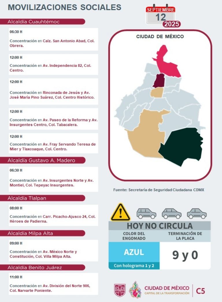 Tráfico en CDMX hoy 12 de septiembre 