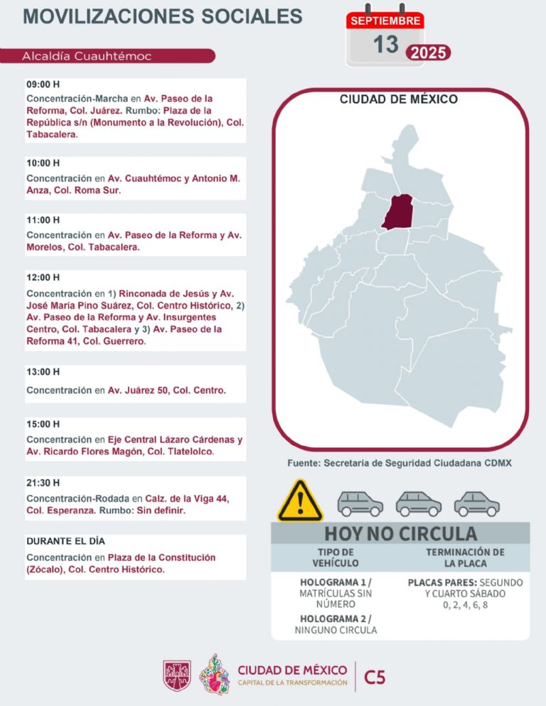 Tráfico en CDMX hoy 13 de septiembre 