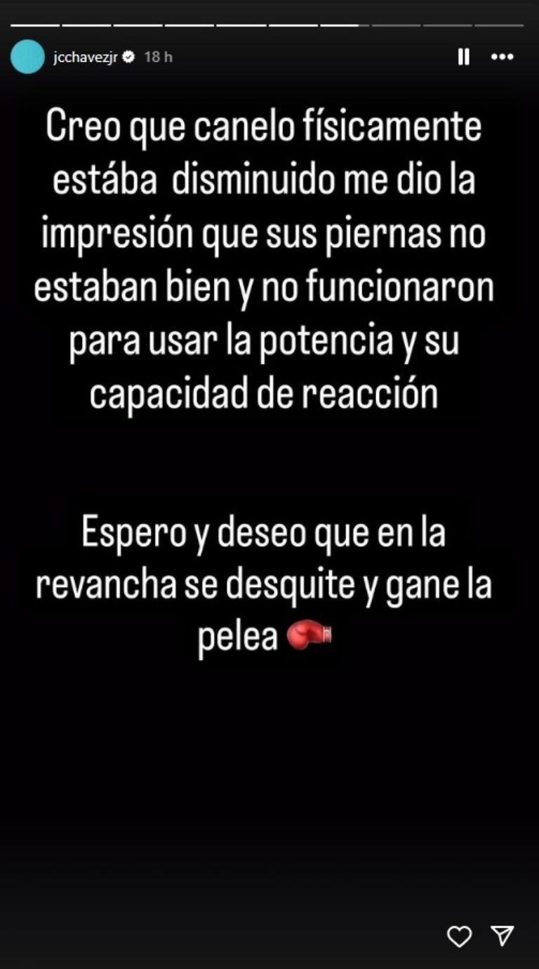 Historia de Julio César Chávez Jr. en su Instagram