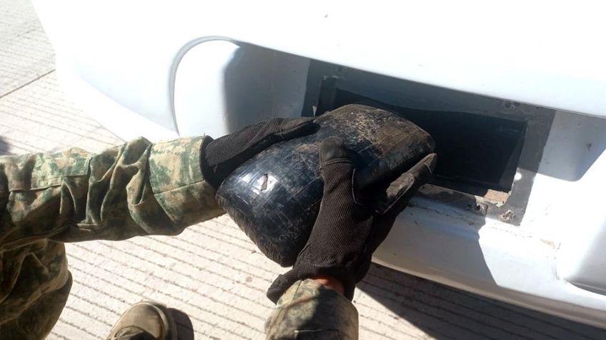 Golpe millonario en Nogales: Descubren droga oculta en placa de circulación de vehículo
