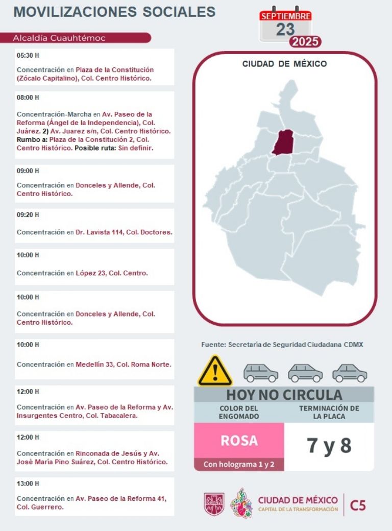Tráfico en CDMX hoy 23 de septiembre 