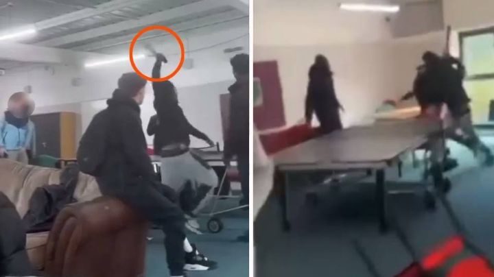(VIDEO) Joven amenaza con un machete a los estudiantes de un colegio en Inglaterra
