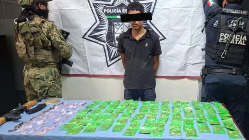 Con fusil de asalto y 133 dosis de droga capturan a sujeto al sur de Ciudad Obregón