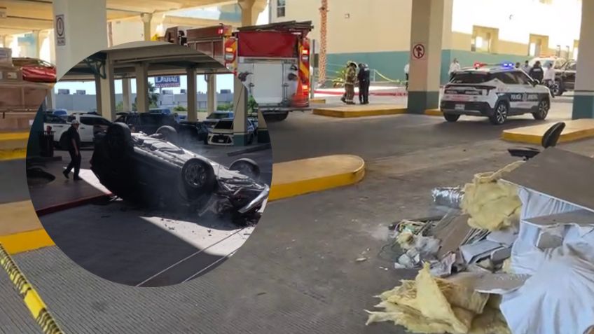 IMPRESIONANTE: Cae automóvil desde segundo piso de estacionamiento en hospital de Hermosillo