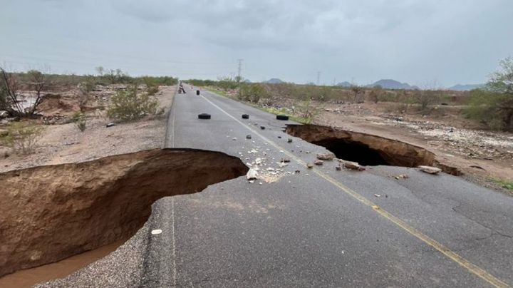 VIDEO: Se forma megasocavón en la Costa de Hermosillo por lluvias de tormenta 'Lorena'