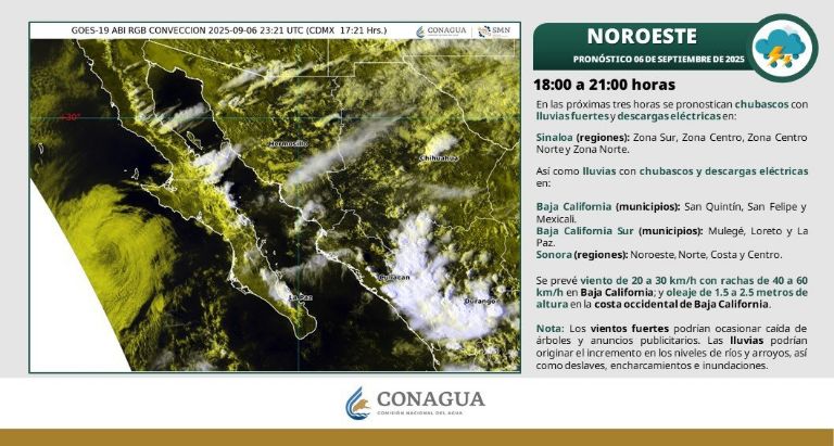 Clima en Sonora para la noche del sábado 6 de septiembre