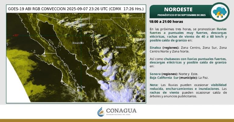 Lluvias para Sonora esta noche