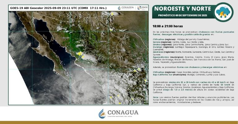 Lluvias en Sonora para hoy en la noche