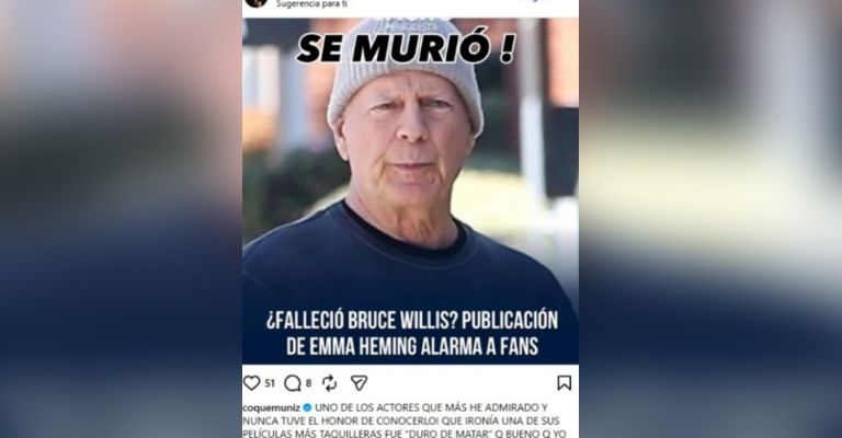 Coque Muñiz lamenta la muerte de Bruce Willis