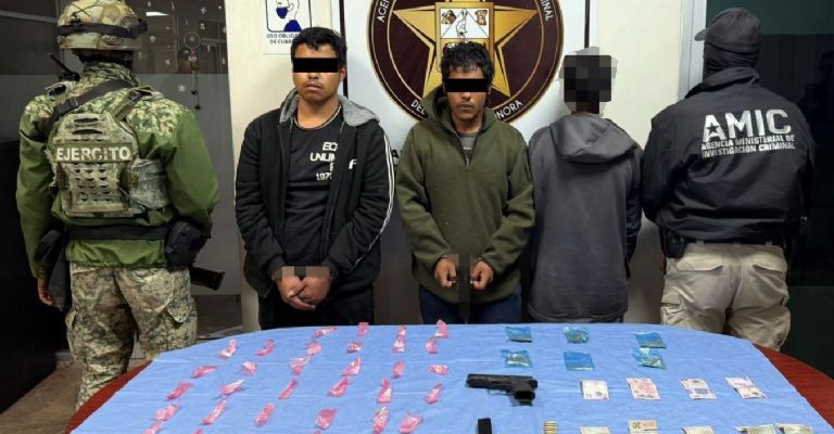 Con droga y arma de fuego, tres sujetos son detenidos en Ciudad Obregón; uno de ellos tiene 17 años