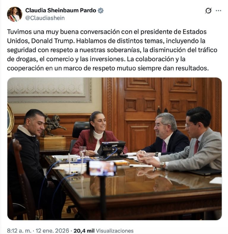 Claudia Sheinbaum y Donald Trump sostuvieron su primera llamada de 2026, donde abordaron seguridad, comercio e inversiones