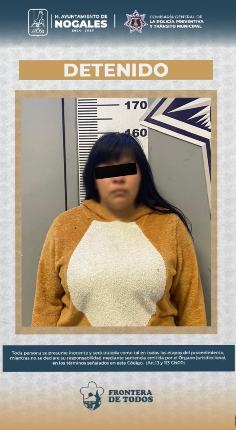  Detienen a mujer por violencia familiar en Nogales.