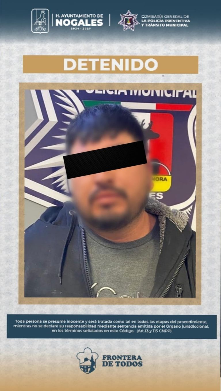 Detienen a hombre por violencia familiar y muerte de un cachorro en Nogales.