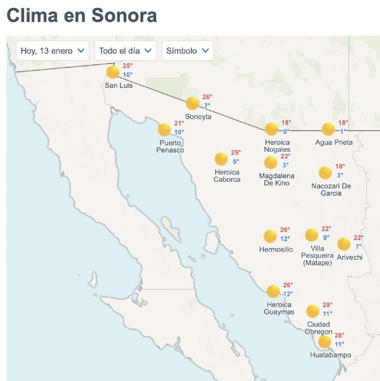 Así será el clima en Sonora este martes. Foto: Conagua