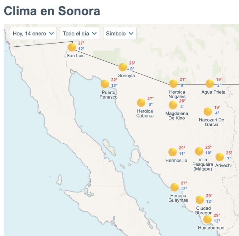 Así será el clima en Sonora este miércoles. Foto: Conagua