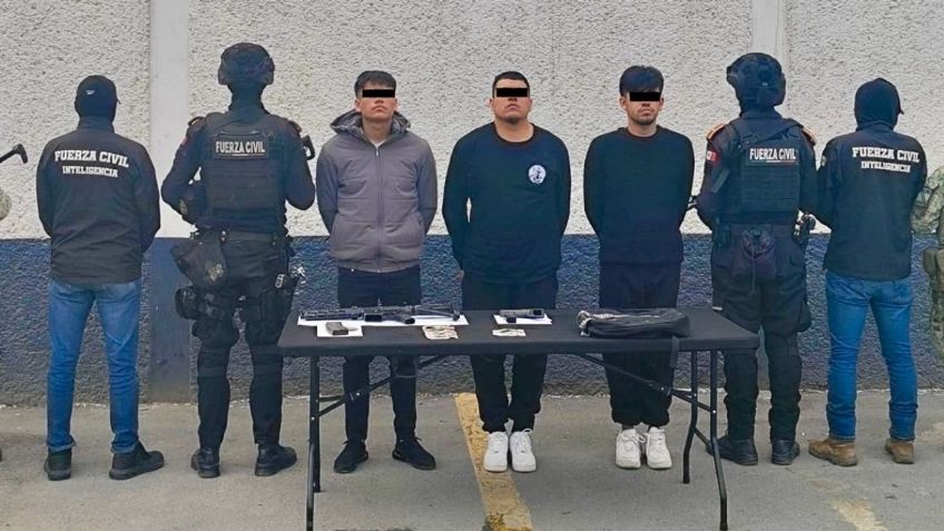 Ejército y Fuerza Civil detienen a tres hombres con armas en Monterrey, Nuevo León
