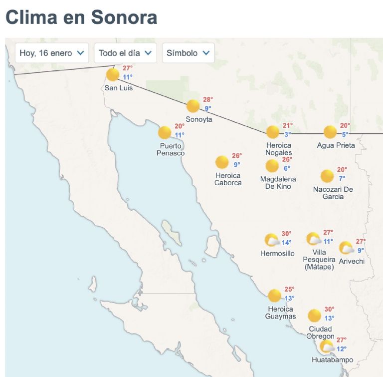 Así será el clima en Sonora este viernes. Foto: Conagua