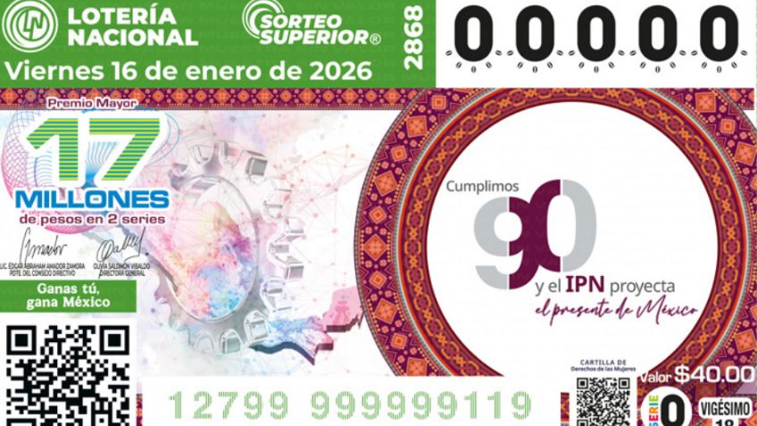 Lista COMPLETA de GANADORES del Sorteo Superior No. 2868 de la Lotería Nacional HOY viernes 16 de enero