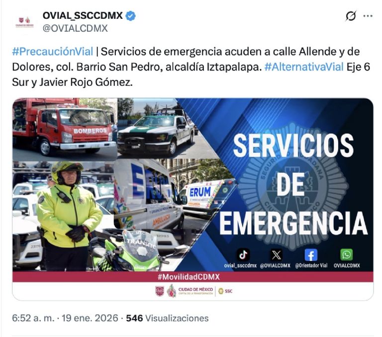 Autoridades se movilizan por ataque armado en Iztapalapa. Foto: Facebook