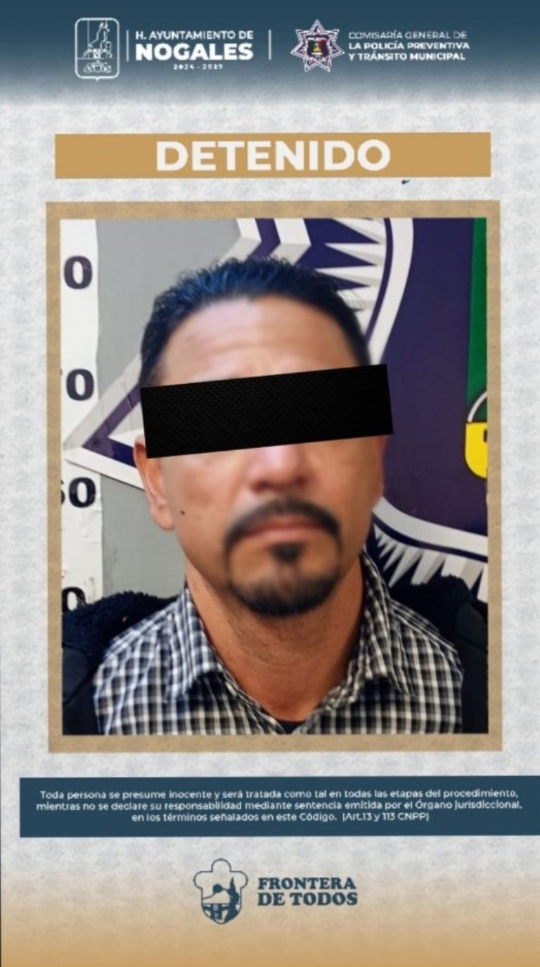 Detienen a hombre por violencia familiar en la colonia Pueblitos, ubicada en Nogales.