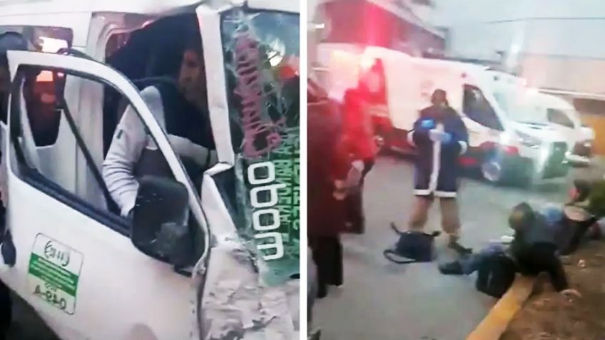 VIDEO: Combi se estrella contra gasolinera y deja 14 personas heridas en Tlalnepantla, Edomex