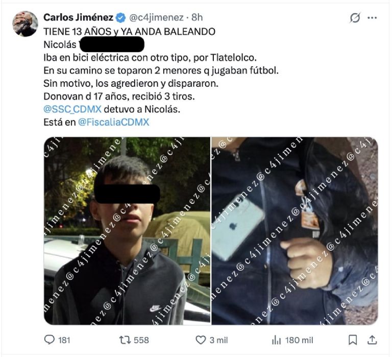 El menor de edad fue detenido. Foto: Facebook