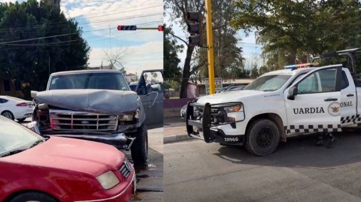 APARATOSO ACCIDENTE: Choque entre patrulla de la Guardia Nacional contra pick up en Ciudad Obregón deja LESIONADOS