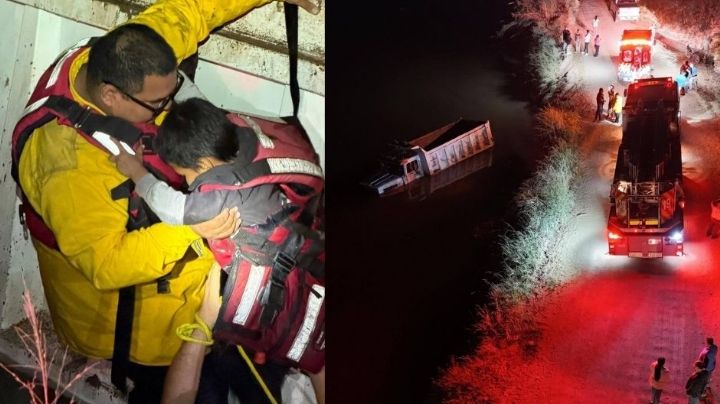 Evitan una TRAGEDIA: Padre e hijo caen al Canal Bajo del Valle del Yaqui; son rescatados