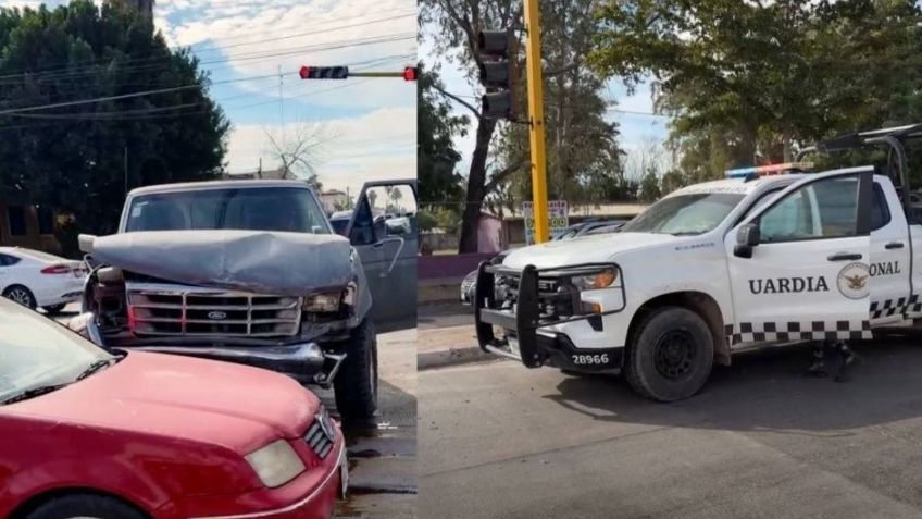 APARATOSO ACCIDENTE: Choque entre patrulla de la Guardia Nacional contra pick up en Ciudad Obregón deja LESIONADOS