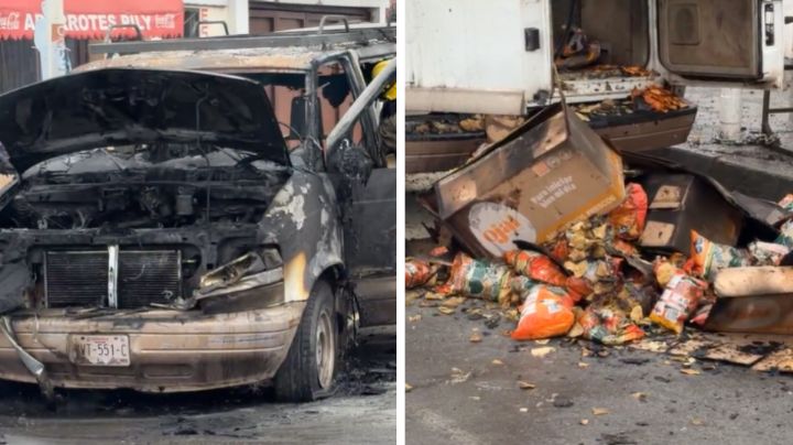 ARDE VEHÍCULO en plena calle de Ciudad Obregón; FUEGO SORPRENDE a conductora en la colonia Hidalgo