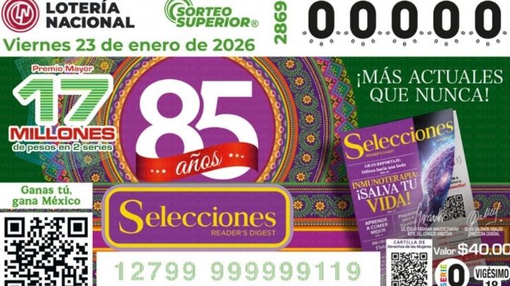 Lista COMPLETA de GANADORES del Sorteo Superior No. 2869 de la Lotería Nacional HOY viernes 23 de enero