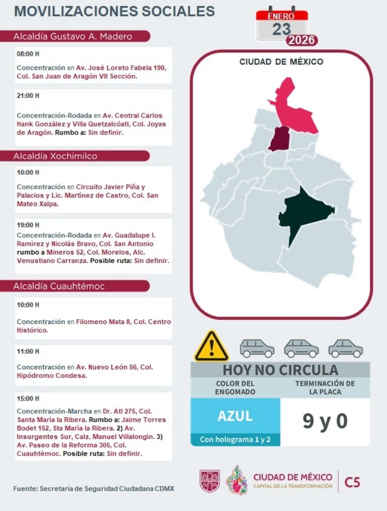 Tráfico en CDMX hoy 23 de enero 