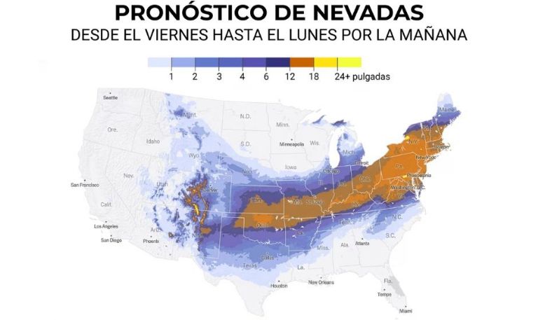 Tormenta invernal de dimensiones excepcionales se desplaza por la Costa Este de Estados Unidos